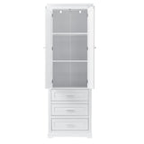 English Elm Tall Storage Cabinet With Three Drawers For Bathroom/Office, White