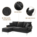 Hearth and Haven Warren L Shaped Sectional Sofa with Reversible Chaise, Black