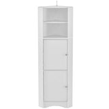 English Elm Tall Bathroom Corner Cabinet, Freestanding Storage Cabinet With Doors and Adjustable Shelves, Mdf Board, White