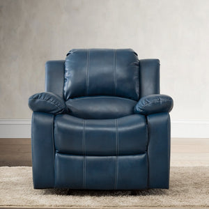 English Elm Charlotte Navy Blue PU Leather Gel Glider Recliner with Latch Recline, Plush Cushions, 330 lb Capacity B05081525