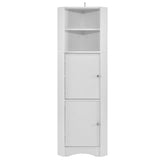 English Elm Tall Bathroom Corner Cabinet, Freestanding Storage Cabinet With Doors and Adjustable Shelves, Mdf Board, White