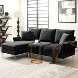 Hearth and Haven Warren L Shaped Sectional Sofa with Reversible Chaise, Black