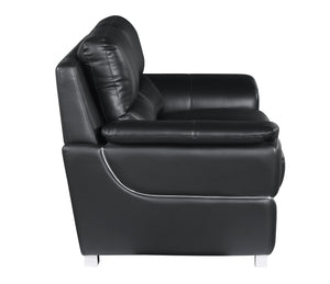 English Elm Genuine Leather Loveseat with Chrome Legs Kiln Dried Frame Living Room Seating Black B05777890