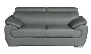 English Elm Genuine Leather Loveseat with Chrome Legs Solid Hardwood Frame for Modern Living Gray B05777884