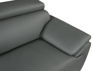 English Elm Genuine Leather Loveseat with Chrome Legs Solid Hardwood Frame for Modern Living Gray B05777884