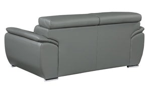 English Elm Genuine Leather Loveseat with Chrome Legs Solid Hardwood Frame for Modern Living Gray B05777884