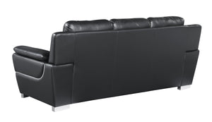 English Elm Genuine Leather Sofa with 3-Layer High-Density Foam, Stainless Steel Legs & Solid Brazilian Frame Black B05777891