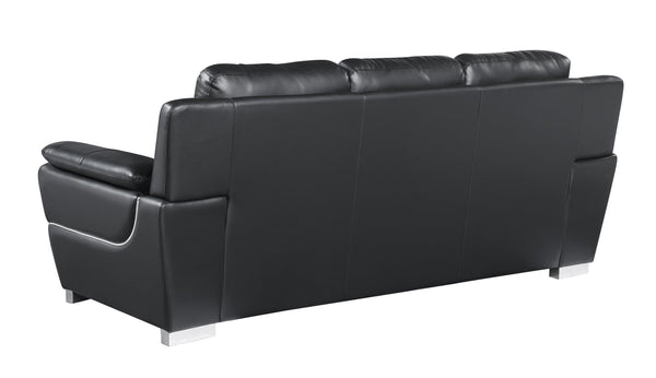English Elm Genuine Leather Sofa with 3-Layer High-Density Foam, Stainless Steel Legs & Solid Brazilian Frame Black B05777891