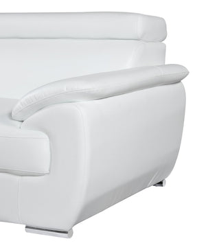 English Elm Genuine Leather Loveseat with Chrome Legs Solid Hardwood Frame for Modern Living White B05777887
