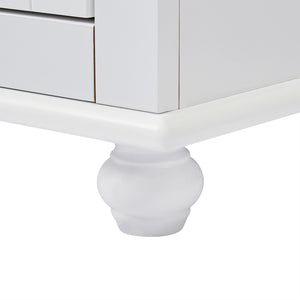 English Elm Tall Slim Storage Cabinet with Adjustable Shelves, 2 Drawers & Doors, Anti-Tip Design for Bathroom White WF299284AAK