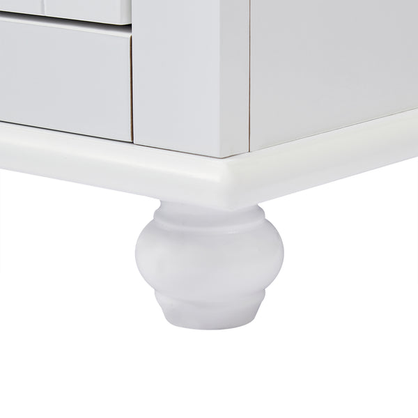 English Elm Tall Slim Storage Cabinet with Adjustable Shelves, 2 Drawers & Doors, Anti-Tip Design for Bathroom White WF299284AAK