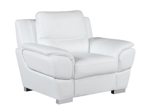 English Elm Genuine Leather Chair with 3-Layer High-Density Foam, Stainless Steel Chrome Legs, Solid Wood Frame White B05777895