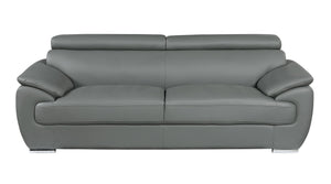 English Elm Genuine Premium Leather Sofa with 3-Layer High-Density Foam, Stainless Steel Legs, Solid Wood Frame Gray B05777885