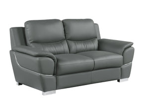 English Elm Genuine Leather Loveseat with Chrome Legs Kiln Dried Frame Living Room Seating Gray B05777893