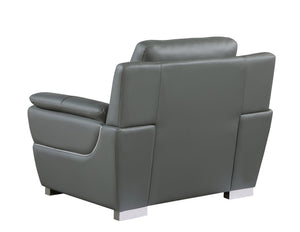 English Elm Genuine Leather Chair with 3-Layer High-Density Foam, Stainless Steel Chrome Legs, Solid Wood Frame Gray B05777892