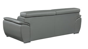 English Elm Genuine Premium Leather Sofa with 3-Layer High-Density Foam, Stainless Steel Legs, Solid Wood Frame Gray B05777885