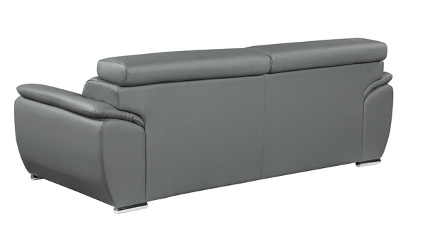 English Elm Genuine Premium Leather Sofa with 3-Layer High-Density Foam, Stainless Steel Legs, Solid Wood Frame Gray B05777885