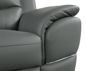 English Elm Genuine Leather Loveseat with Chrome Legs Kiln Dried Frame Living Room Seating Gray B05777893