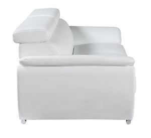 English Elm Genuine Leather Loveseat with Chrome Legs Solid Hardwood Frame for Modern Living White B05777887