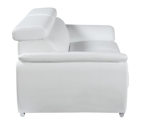 English Elm Genuine Leather Loveseat with Chrome Legs Solid Hardwood Frame for Modern Living White B05777887