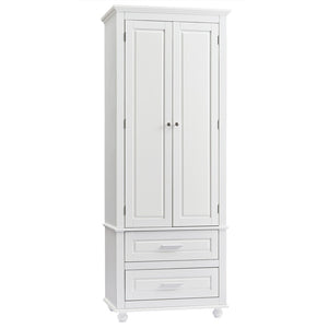 English Elm Tall Storage Cabinet With Two Drawers - Modern White Design For Office Or Bathroom Organization N725P333573K-GIGA