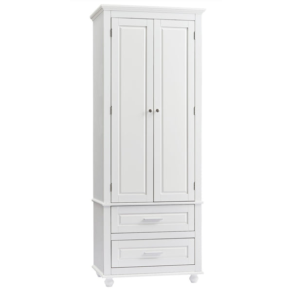 English Elm Tall Storage Cabinet With Two Drawers - Modern White Design For Office Or Bathroom Organization N725P333573K-GIGA