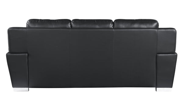 English Elm Genuine Leather Sofa with 3-Layer High-Density Foam, Stainless Steel Legs & Solid Brazilian Frame Black B05777891