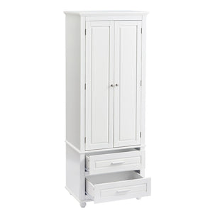 English Elm Tall Storage Cabinet With Two Drawers - Modern White Design For Office Or Bathroom Organization N725P333573K-GIGA