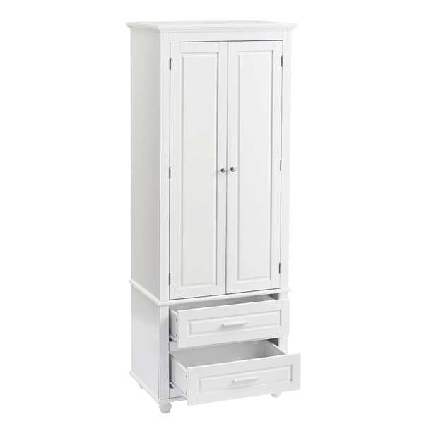 English Elm Tall Storage Cabinet With Two Drawers - Modern White Design For Office Or Bathroom Organization N725P333573K-GIGA