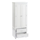 English Elm Tall Storage Cabinet With Two Drawers For Bathroom/Office, White