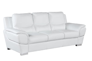 English Elm Genuine Leather Sofa with 3-Layer High-Density Foam, Stainless Steel Legs & Solid Brazilian Frame White B05777897