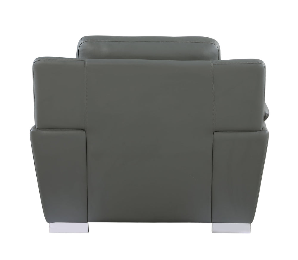 English Elm Genuine Leather Chair with 3-Layer High-Density Foam, Stainless Steel Chrome Legs, Solid Wood Frame Gray B05777892