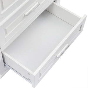 English Elm Tall Slim Storage Cabinet with Adjustable Shelves, 2 Drawers & Doors, Anti-Tip Design for Bathroom White WF299284AAK