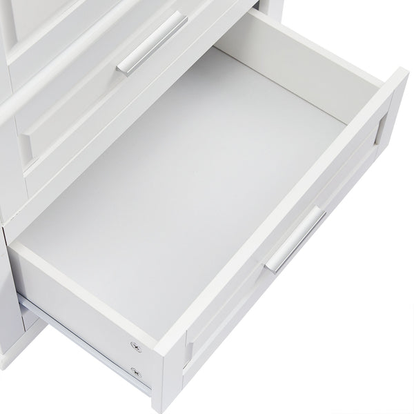 English Elm Tall Slim Storage Cabinet with Adjustable Shelves, 2 Drawers & Doors, Anti-Tip Design for Bathroom White WF299284AAK