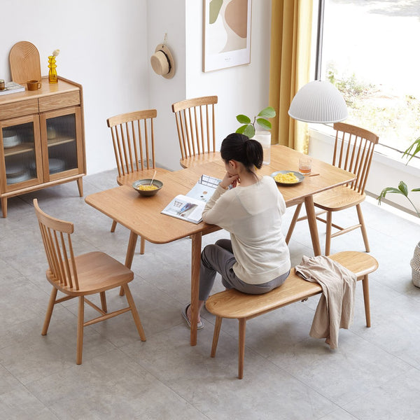 English Elm Natural Oak Wood Bench For Dining & Living Spaces - Stylish, Durable Seating With Timeless Design W128373060