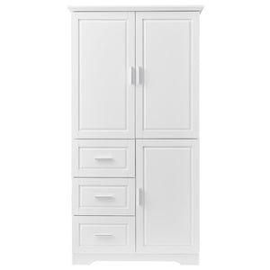 English Elm Tall Floor Storage Cabinet with Drawers Mdf Build Neutral Finish Bathroom Office White N725P331357K