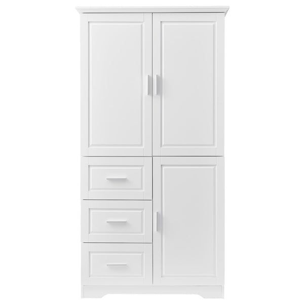 English Elm Tall Floor Storage Cabinet with Drawers Mdf Build Neutral Finish Bathroom Office White N725P331357K
