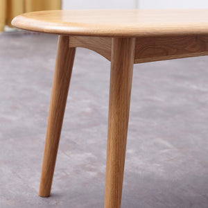 English Elm Natural Oak Solid Wood Dining Bench with Half Round Ends and Visible Grain Detail W128373059