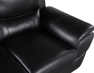 English Elm Genuine Leather Loveseat with Chrome Legs Kiln Dried Frame Living Room Seating Black B05777890