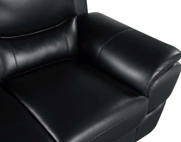 English Elm Genuine Leather Loveseat with Chrome Legs Kiln Dried Frame Living Room Seating Black B05777890