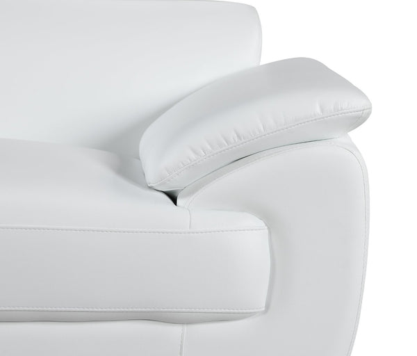 English Elm Genuine Leather Loveseat with Chrome Legs Solid Hardwood Frame for Modern Living White B05777887