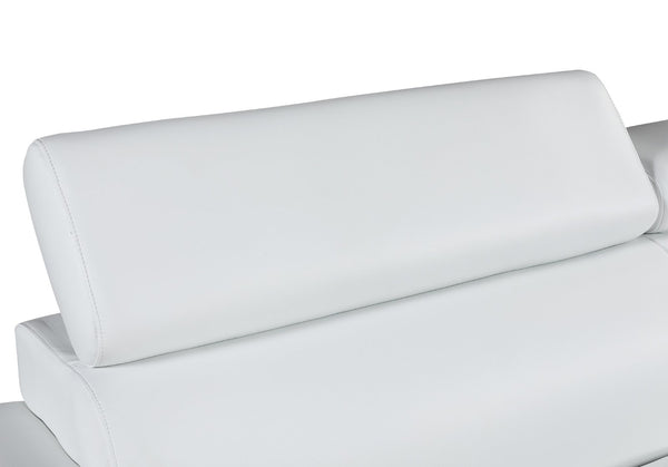 English Elm Genuine Leather Loveseat with Chrome Legs Solid Hardwood Frame for Modern Living White B05777887