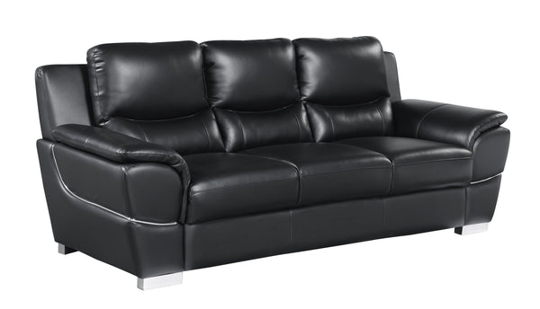English Elm Genuine Leather Sofa with 3-Layer High-Density Foam, Stainless Steel Legs & Solid Brazilian Frame Black B05777891