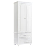 English Elm Tall Storage Cabinet With Two Drawers For Bathroom/Office, White