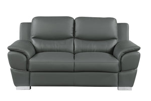 English Elm Genuine Leather Loveseat with Chrome Legs Kiln Dried Frame Living Room Seating Gray B05777893