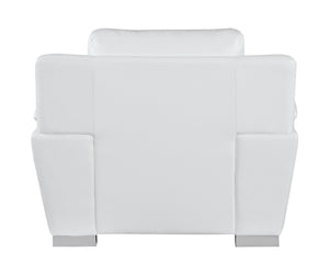English Elm Genuine Leather Chair with 3-Layer High-Density Foam, Stainless Steel Chrome Legs, Solid Wood Frame White B05777895