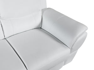 English Elm Genuine Leather Sofa with 3-Layer High-Density Foam, Stainless Steel Legs & Solid Brazilian Frame White B05777897