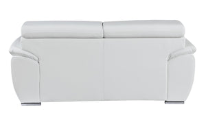 English Elm Genuine Leather Loveseat with Chrome Legs Solid Hardwood Frame for Modern Living White B05777887