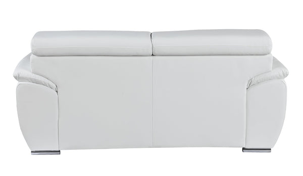 English Elm Genuine Leather Loveseat with Chrome Legs Solid Hardwood Frame for Modern Living White B05777887