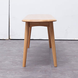 English Elm Natural Oak Solid Wood Dining Bench with Half Round Ends and Visible Grain Detail W128373059